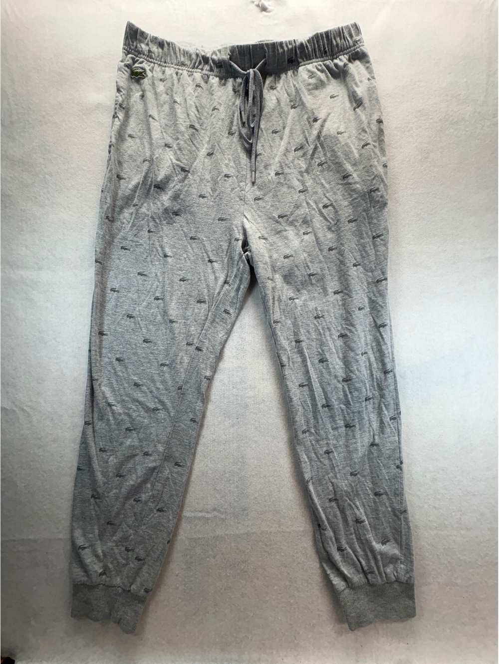 Lacoste Men’s Large Gray Crocodile Print Sleepwear Pajama Jogger Pants
